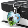 Barbet Dog Print Heart Pendant Luxury Necklace-Free Shipping