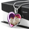 Turkish Van Cat Print Heart Charm Necklaces-Free Shipping