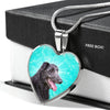 Scottish Deerhound Dog Print Heart Pendant Luxury Necklace-Free Shipping