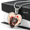 Flat Coated Retriever Print Heart Pendant Luxury Necklace-Free Shipping