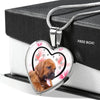 Lovely Bloodhound Print Heart Pendant Luxury Necklace-Free Shipping