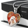 Afghan Hound Print Heart Pendant Luxury Necklace-Free Shipping