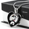 Amazing Siberian Husky Print Heart Pendant Luxury Necklace-Free Shipping