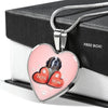Saint Bernard Dog Print Heart Pendant Luxury Necklace-Free Shipping