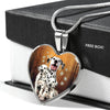 Dalmatian Dog Print Heart Pendant Luxury Necklace-Free Shipping