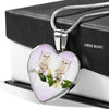 White Persian Cat Print Heart Pendant Luxury Necklace-Free Shipping