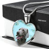 Weimaraner Dog Print Heart Pendant Luxury Necklace-Free Shipping