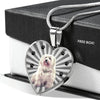 Havanese Dog Print Heart Charm Necklace-Free Shipping