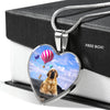 Spanish Mastiff Dog Print Heart Pendant Luxury Necklace-Free Shipping