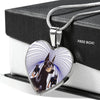 Amazing Doberman Pinscher Print Heart Pendant Luxury Necklace-Free Shipping