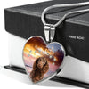 American Water Spaniel Print Heart Pendant Luxury Necklace-Free Shipping