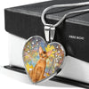 Abyssinian Cat Print Heart Pendant Luxury Necklace