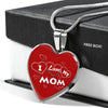 'I Love MY MOM' Red Print Heart Pendant Luxury Necklace
