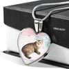 Manx Cat Print Heart Pendant Luxury Necklace-Free Shipping