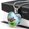 Russian Blue Cat Heart Pendant Luxury Necklace-Free Shipping