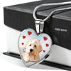 Goldendoodle Print Heart Pendant Luxury Necklace-Free Shipping