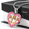 Rough Collie Dog Print Heart Charm Necklaces-Free Shipping