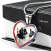 Cute Pug Dog Print Heart Charm Necklaces-Free Shipping