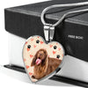 Sussex Spaniel Print Heart Pendant Luxury Necklace-Free Shipping
