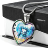 Cat Watercolor Art Print Heart Charm Necklaces-Free Shipping