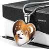 Cute Akita Dog Print Heart Pendant Luxury Necklace-Free Shipping