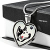 Siberian Husky Dog Art Print Heart Charm Necklaces-Free Shipping
