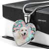 Poodle Dog Print Heart Pendant Luxury Necklace-Free Shipping
