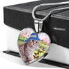 Scottish Fold Cat Print Heart Pendant Luxury Necklace-Free Shipping