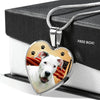 Dogo Argentino Print Heart Pendant Luxury Necklace-Free Shipping