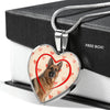 German Shepherd Print Heart Charm Necklace-Free Shipping
