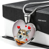 Norwegian Lundehund Print Heart Pendant Luxury Necklace-Free Shipping