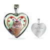 Somali Cat Print Heart Pendant Luxury Necklace-Free Shipping