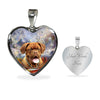 Dogue De Bordeaux Print Heart Pendant Luxury Necklace-Free Shipping