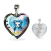 Cat Watercolor Art Print Heart Charm Necklaces-Free Shipping