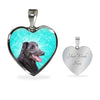 Scottish Deerhound Dog Print Heart Pendant Luxury Necklace-Free Shipping
