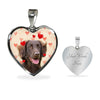 Flat Coated Retriever Print Heart Pendant Luxury Necklace-Free Shipping