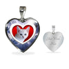 Cute Burmilla Cat Print Heart Pendant Luxury Necklace-Free Shipping