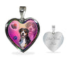 Greater Swiss Mountain Dog Print Heart Charm Necklaces-Free Shipping