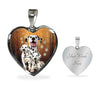 Dalmatian Dog Print Heart Pendant Luxury Necklace-Free Shipping