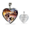 English Mastiff Print Heart Pendant Luxury Necklace-Free Shipping