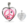 Peace Sign With Paws Print Heart Charm Necklaces-Free Shipping