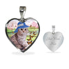 Scottish Fold Cat Print Heart Pendant Luxury Necklace-Free Shipping
