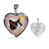Lovely Snowshoe Cat Print Heart Pendant Luxury Necklace-Free Shipping