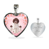 Lagotto Romagnolo Dog Print Heart Pendant Luxury Necklace-Free Shipping