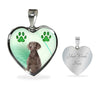 Cute Weimaraner Print Heart Pendant Luxury Necklace-Free Shipping