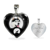 Amazing Siberian Husky Print Heart Pendant Luxury Necklace-Free Shipping
