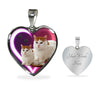 Turkish Van Cat Print Heart Charm Necklaces-Free Shipping