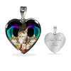 Siberian Cat Print Heart Pendant Luxury Necklace-Free Shipping