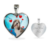 Petit Basset Griffon Vendeen Print Heart Pendant Luxury Necklace-Free Shipping