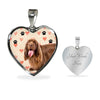 Sussex Spaniel Print Heart Pendant Luxury Necklace-Free Shipping
